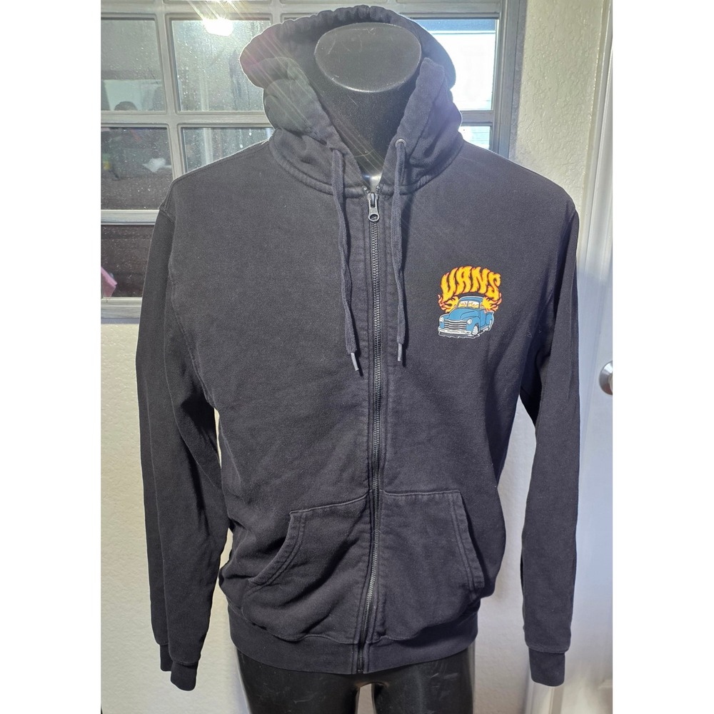 Vans Mens Runnin On Empty Car Club Zip Up Hoodie Black Medium